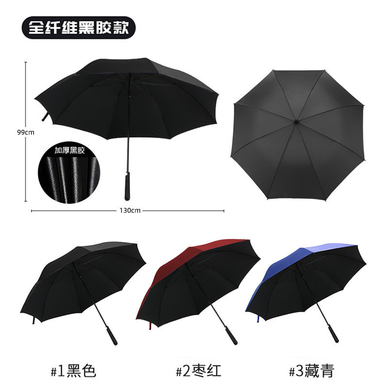 Parapluie à poignée droite en vinyle noir tout fibre de 30 pouces à 8 nervures