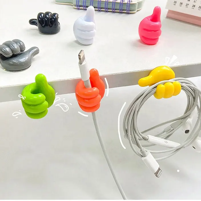 Pengisi daya silikon ev mouse lucu dudukan dasi kabel magnetik organizer dinding jempol klip kait perekat