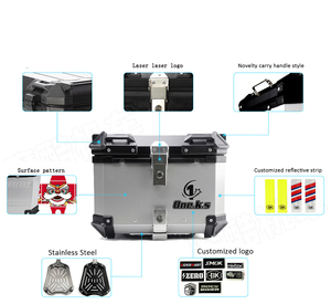 トップケースシルバーアルミ合金オートバイトランク防水45L-100L容量テールボックスブラックとシルバーカラー - Product Image 3