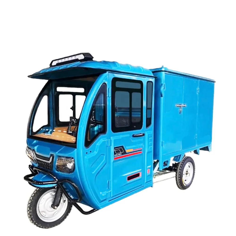Ucuz ekspres kurye posta teslim kapalı vücut elektrik üç tekerlekli bisiklet ekspres kargo 800W 600KG yükleme kapasitesi kargo üç tekerlekli bisiklet