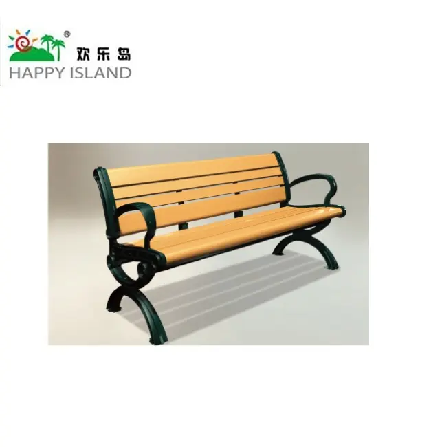 Outdoor Steel Legs Wood Seaters Slats Park Bench With Back Garden Bench Chair Hotel Swimming Pool Multi-functional Benches