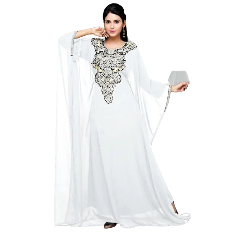 מזרח התיכון מוסלמי אלגנטי חלוק רופף רקמת תפירת שרשרת הודו מלזיה נשים שמלה ארוכה דאסטר בורקה