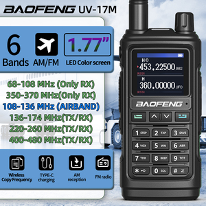 Baofeng-Walkie-talkie de un solo toque, radio bidireccional FM/AM de largo alcance con seis bandas de frecuencia, 999CH UP, 17 Pro, con radio de dos vías, FM/AM, de largo alcance, para la búsqueda de frecuencia, de un solo toque, para el teléfono, de la marca Baofeng - Product Image 1