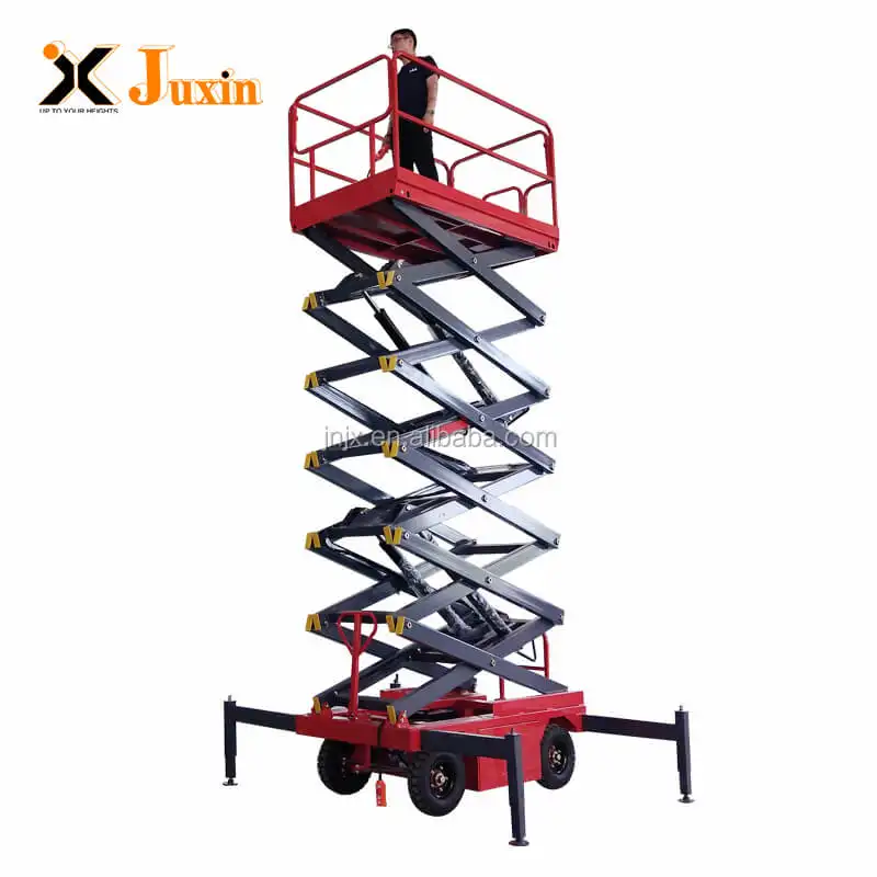 Mobile traction scissor aerial work platform electric elevator street lamp decoration hydraulic climbing car lifting platform