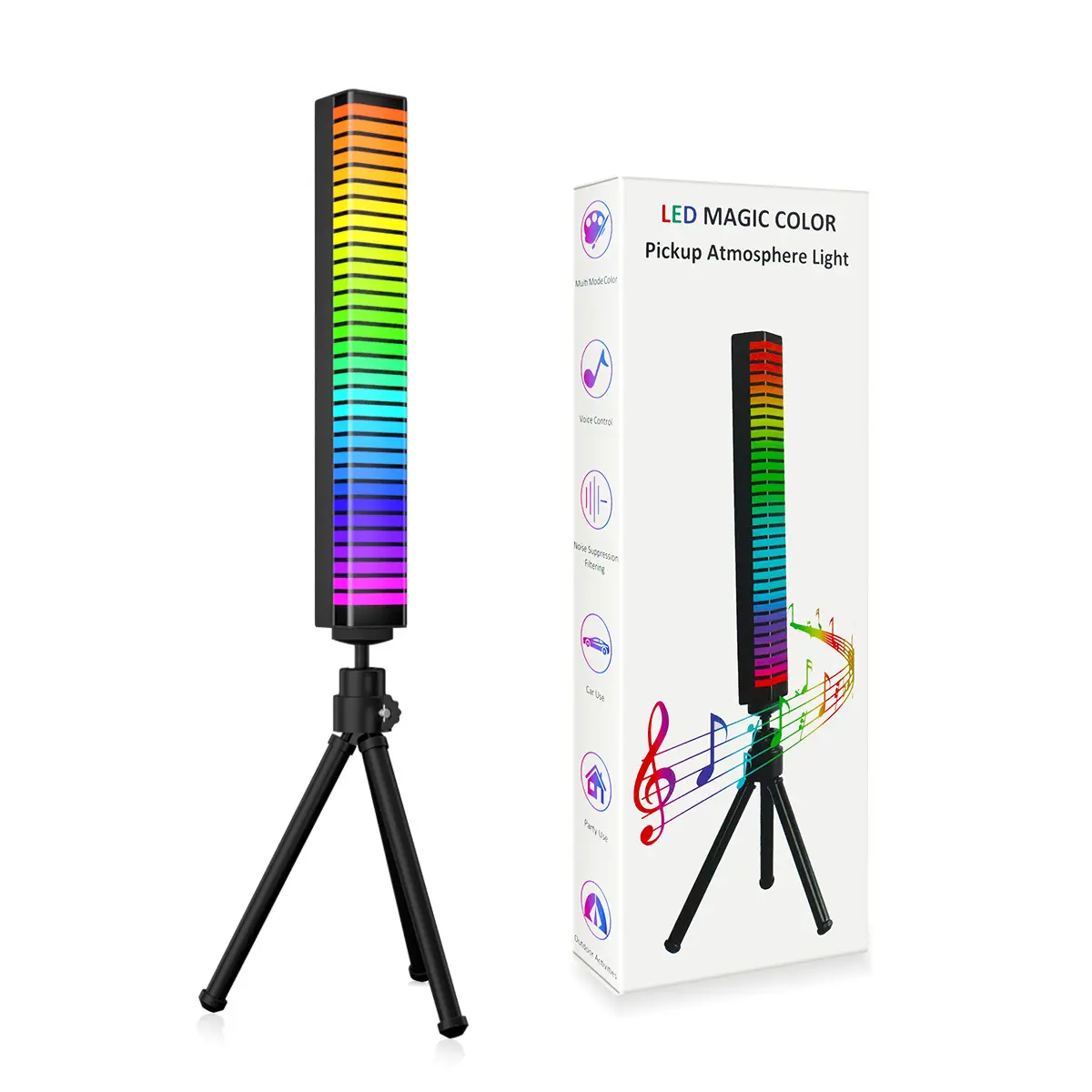 2022 New 3d Pickup Rhythm App Music Control Sound Activated Light Night Lamp Led Audio Spectrum Bar Rgb Music Light