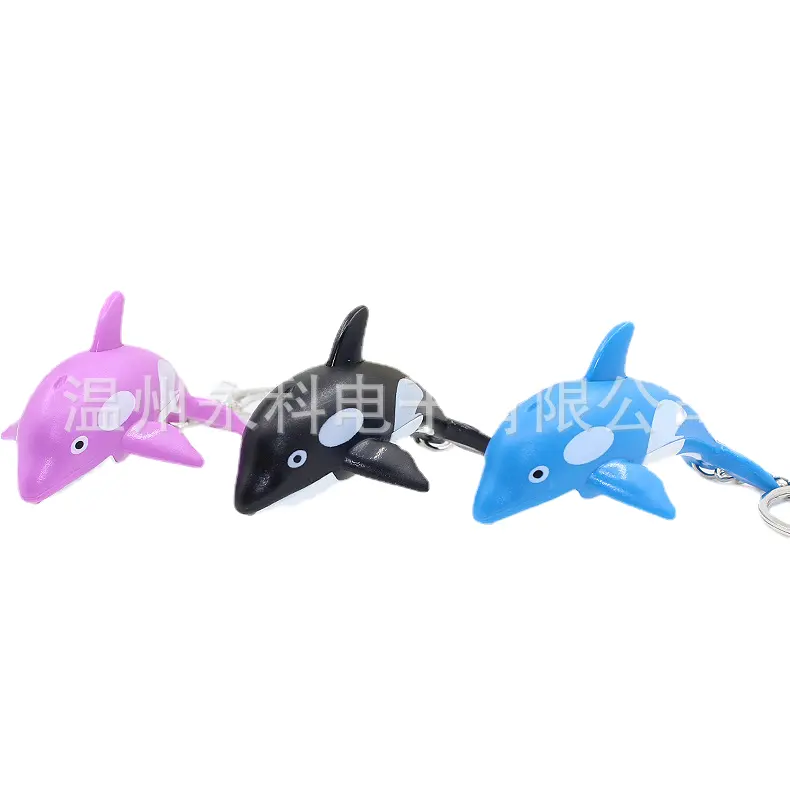HY huisen Gift # Killer Whale frosted LED Sound Light keychain pendant Small gift keyring