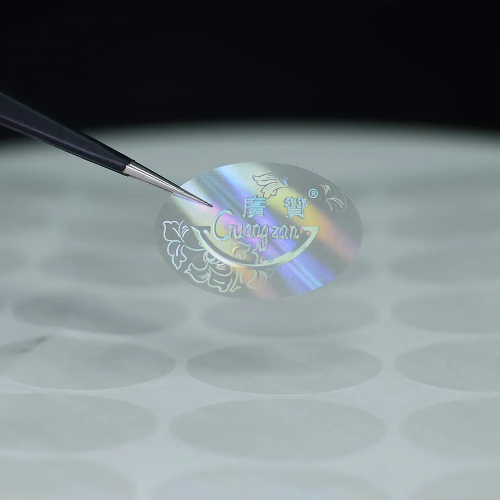 Yutai personalizado haciendo bajo MOQ etiqueta transparente a prueba de manipulaciones holograma pegatina brillante para producto de gama alta