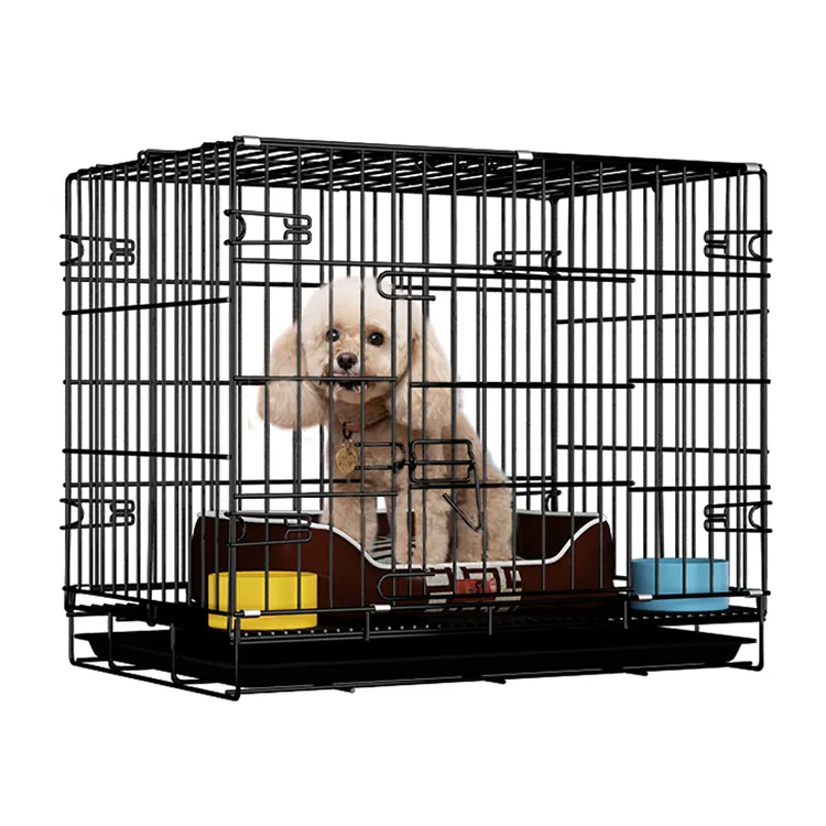 Foldable स्टेनलेस स्टील कुत्ते के पिंजरे कुत्ते के पिंजरे Kennel टोकरा स्टेनलेस स्टील पालतू पिंजरों भारी शुल्क स्टेनलेस स्टील और धातु लोहा प्लेड