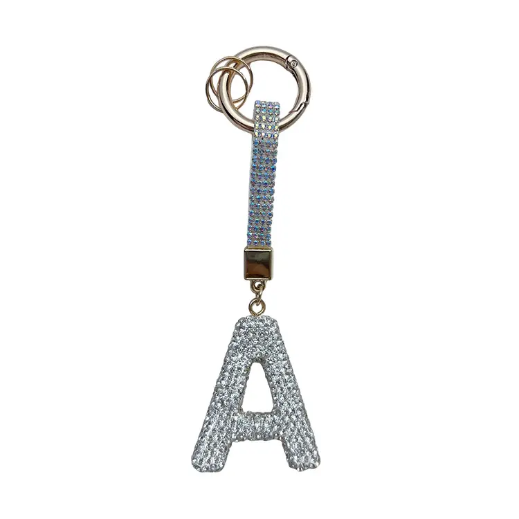 Sparkling Crystal Rhinestone Alphabet Initial Letter Keychain for Women Backpack Car Key Chain Decoration