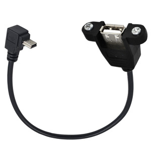 Yeni 0.5m dik açı Mini USB tip a dişi yazıcı uzatma kablo USB 2.0 konnektör PVC veri USB-A kablo vida ile aşağı yukarı - Product Image 4