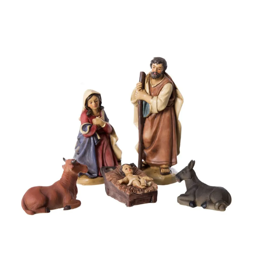 Weihnachten Krippe Set Harz Krippen Figur Statuen Maria Joseph Baby jezus Ox Esel