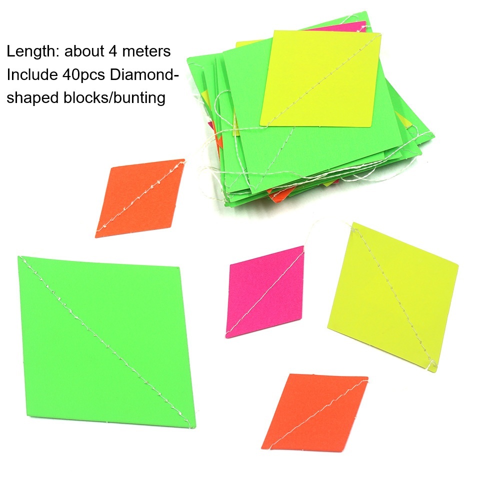 Guirlande colorée Neon-1pc de 4 mètres avec blocs en forme de diamant.