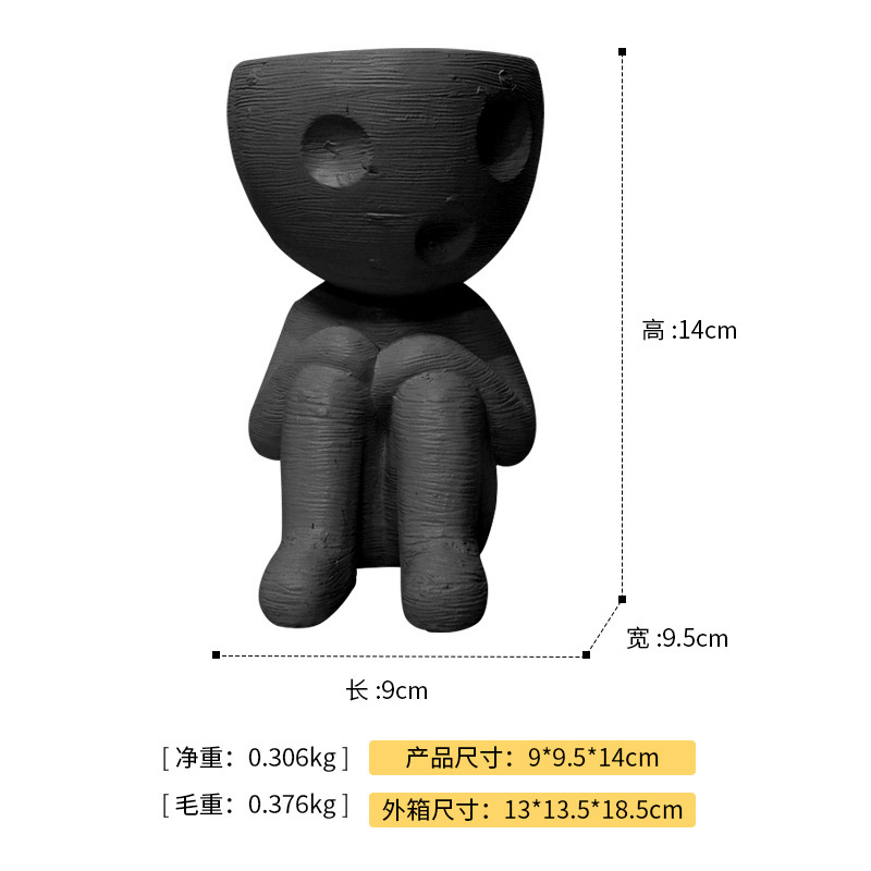 Knee-hugging mummy vase - black