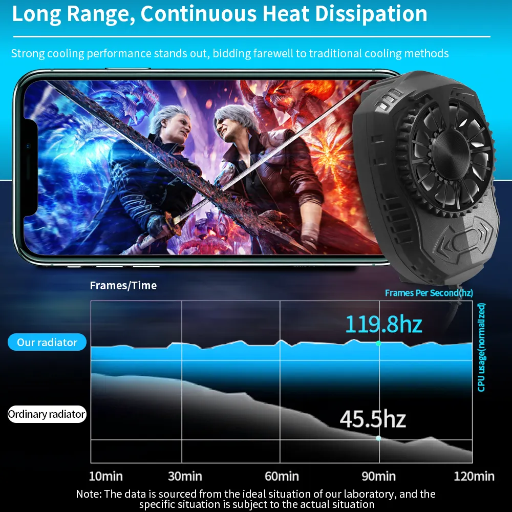 Dispositivo di raffreddamento universale del telefono cellulare per il dispositivo di raffreddamento del dissipatore di calore del gioco della ventola del telefono cellulare