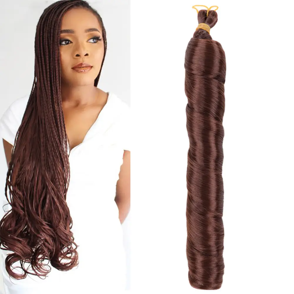 22 pulgadas preestirado huevo grande Cur caja de tejidos sueltos belleza trenzas hinchable espiral francés rizos extensiones de cabello sintético