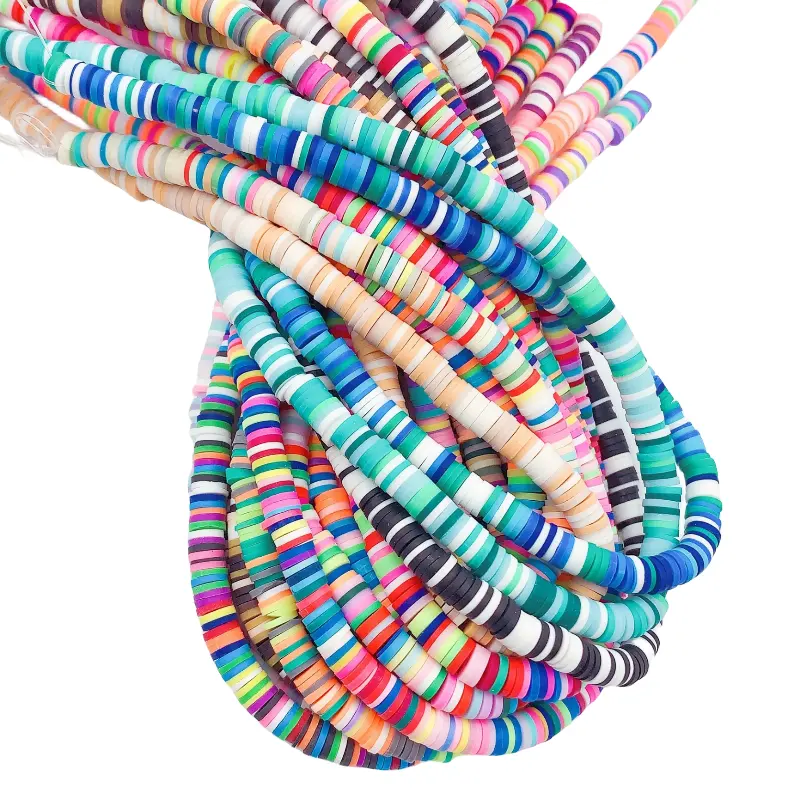 Vente chaude 6mm couleur perles rondes plates perles en argile polymère bricolage bracelet fait main ensembles en gros de perles en vrac en 2024