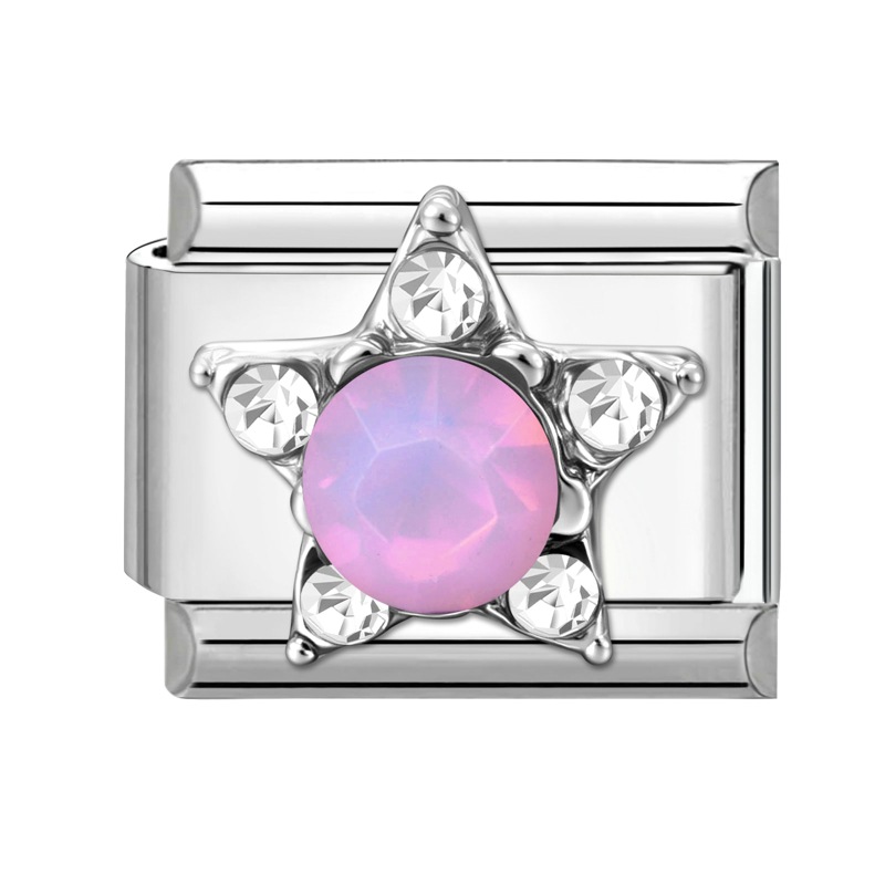 Pink diamond five-pointed star silver