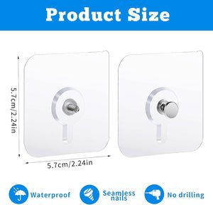 批发可重复使用的自粘钩无钉强力魔术透明带螺母塑料钩 - Product Image 2
