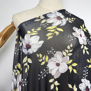 Poliéster Spandex 4 Way Stretch Printed Fabric Power Net Mesh para forro y vestido de moda