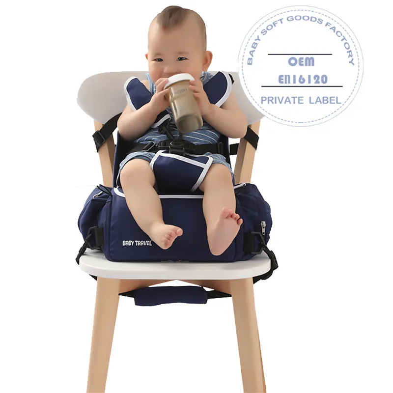 Chaise haute pliable pour bébé, sac de voyage léger pour enfant, avec harnais à 5 points, limite de poids et hauteur, siège rehausseur