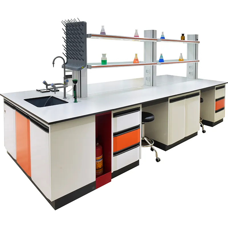 Profesyonel özelleştirilmiş okul laboratuvar mobilyası fiziksel laboratuvar masası lavabo ile