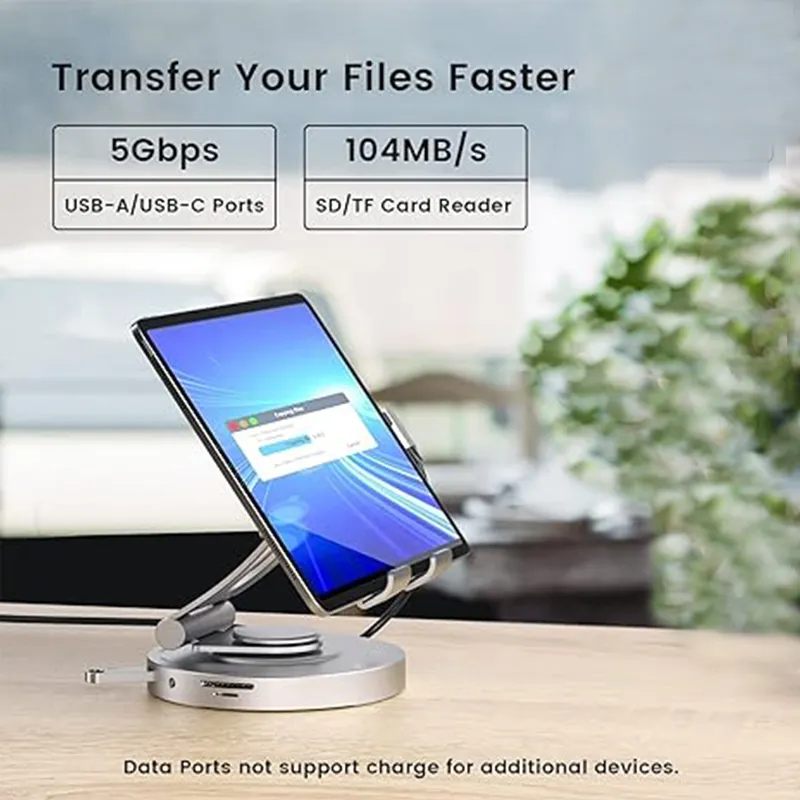 360 회전 가능한 조정 가능한 태블릿 스탠드 홀더 USB C 허브 도킹 스테이션 iPad 홀더를위한 Usb3.0 PD LAN