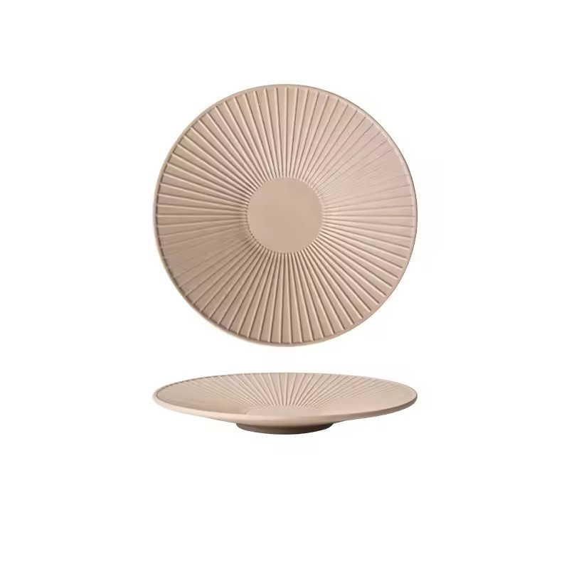 Plato a rayas beige - 8 pulgadas