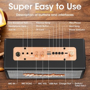 2 Mic bluetooth hoparlör fabrika OEM ile klasik Classic 3600 Retro oyuncu Bluetooth hoparlör mah pil yankı kontrolü - Product Image 5