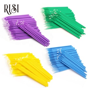 RISI RISI özel Logo makyaj araçları mikro aplikatör fırçaları kirpik uzatma mikro swablar 100 adet/torba mikro fırça aplikatör - Product Image 4
