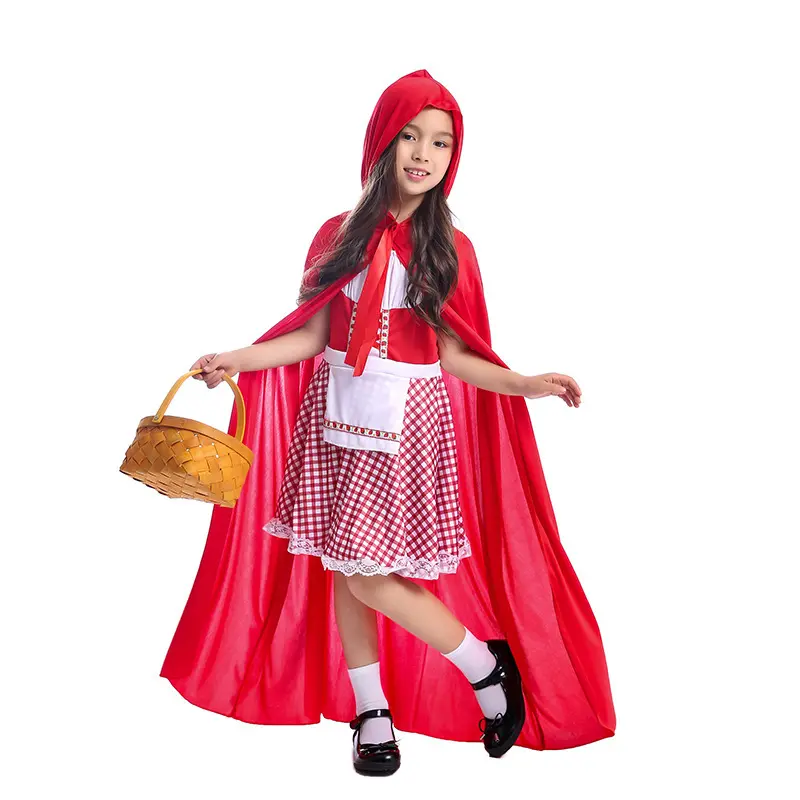 Verde Horizon menina clássico brilhante vermelho feliz pouco vermelho equitação capuz Halloween traje conto de fadas aventura tema cosplay traje