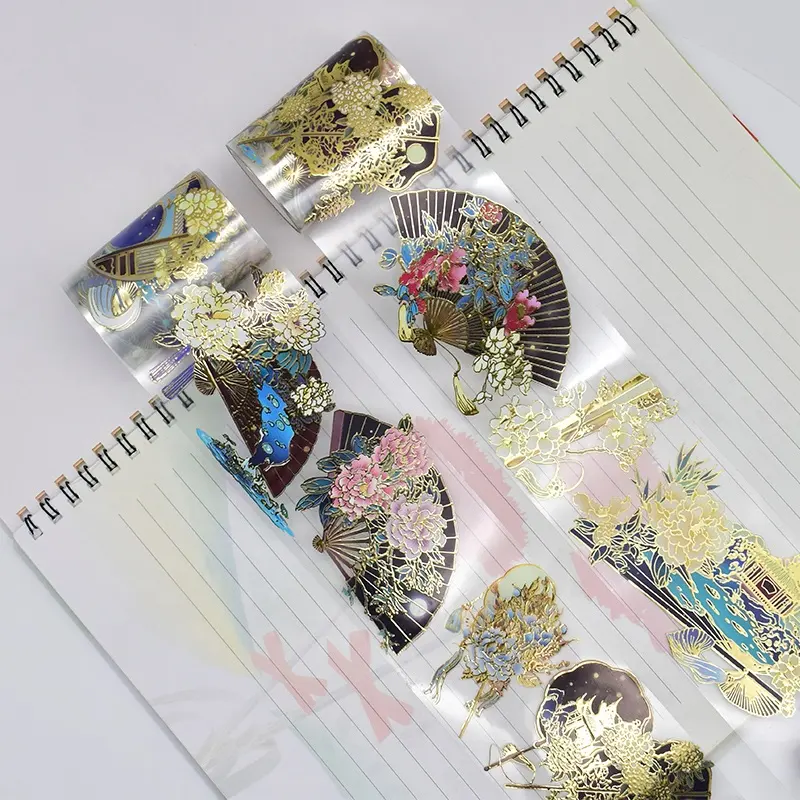 Wholesale decorative DIY scrapbook planner date week month big fan pattern bulk washi tape transparent