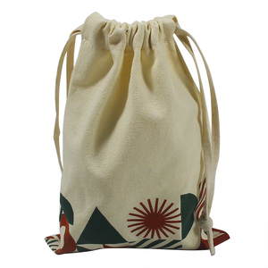 Diseño de patrón Bolsa de lona con cordón Bolsa de algodón a prueba de polvo Bolsa con cordón de algodón 100% personalizada con logotipo - Product Image 2
