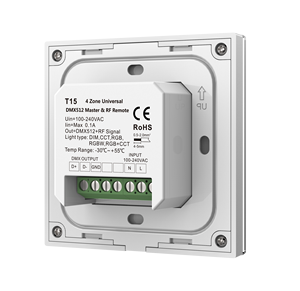 Skydance T15 100-240VAC Entrada RGB + CCT 4 Zonas Panel táctil montado en la pared Controlador remoto constante - Product Image 5