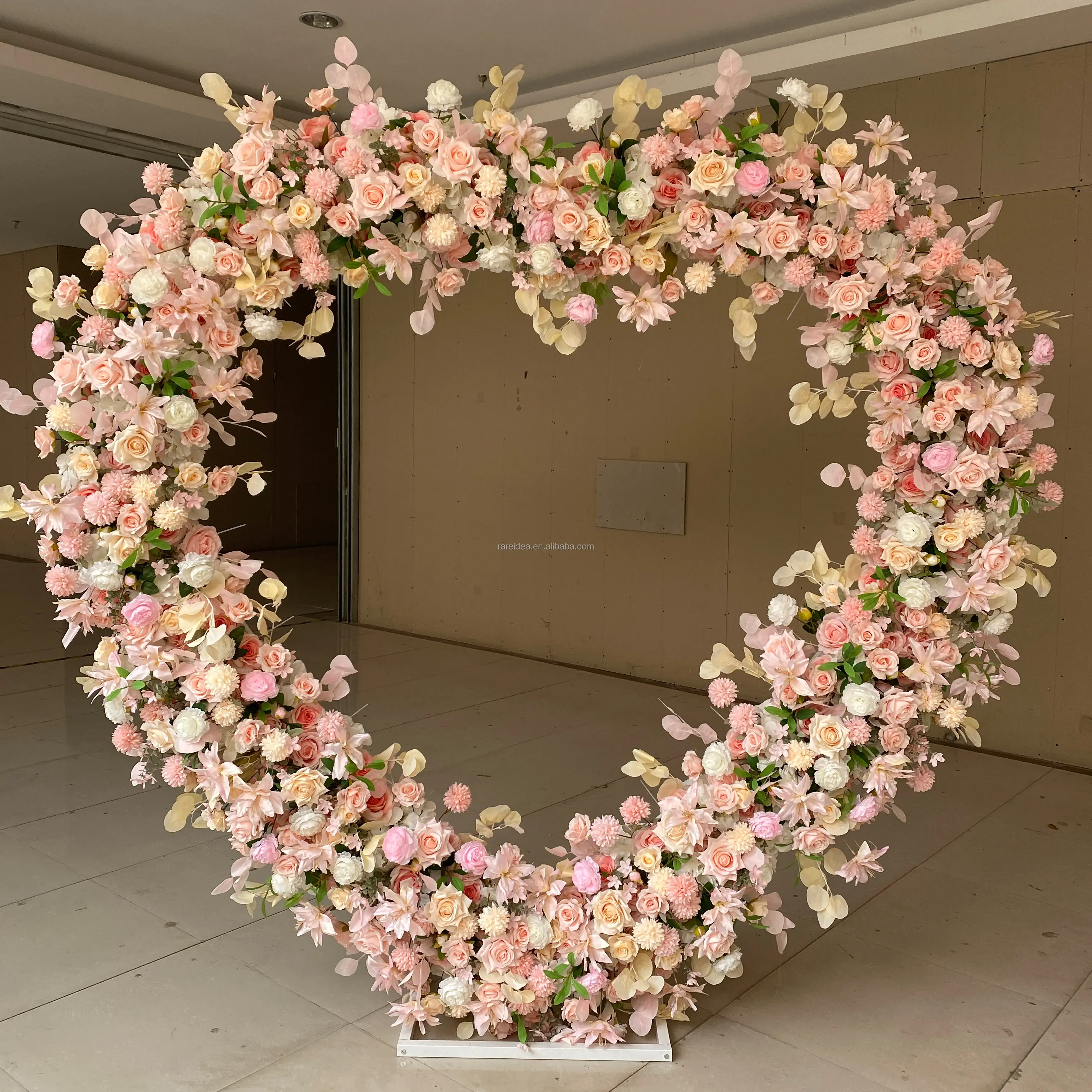 Harga Pabrik Lengkungan Bunga Taman Dekorasi Lengkungan Logam Pernikahan Mawar Putih Buatan