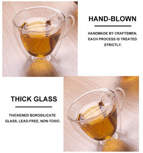 Wholesale 150ml 250ml Borosilicate Heat Resistant <strong>love</strong> <strong>Cup</strong> Heart Shape Double Wall Glass Coffee <strong>Cup</strong> - Product Image 6