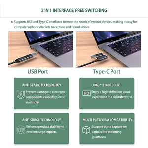 4K HDMI至USB 3.0 2.0 C型视频采集卡1080P捕获适配器流游戏广播屏幕记录设备 - Product Image 2