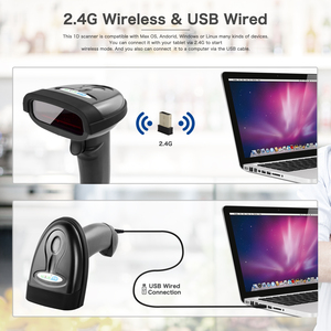 Escáner de código de barras láser inalámbrico NETUM 2,4G, lector de escáner de código de barras 1D de mano con cable USB para iPhone, Android, PC - Product Image 3