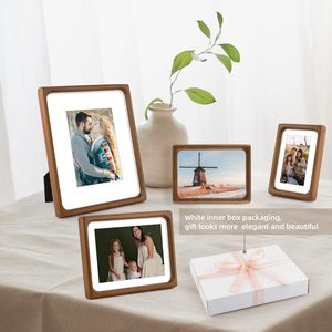 4x6 Photo <strong>Frame</strong> - Walnut Solid Wood Glass, Rounded 4x6 Photo <strong>Frame</strong>, Matte to 3x5 Photo - Wall or Desktop Decorative Display - Product Image 6