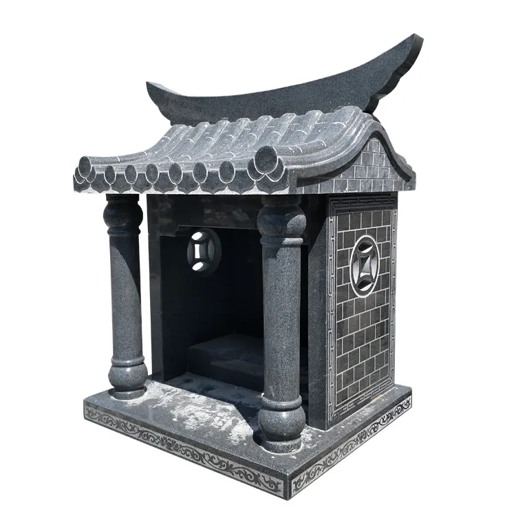 Trésors traditionnel chinois en pierre noire, Temple extérieur de la terre du dieu, porte-bonheur, bouddha, TU DI GONG, MIAO balbaguettes