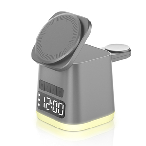Toptan birden fazla cihaz 5 in 1 kablosuz şarj istasyonu ile Apple Iwatch Airpods için çalar saat - Product Image 2