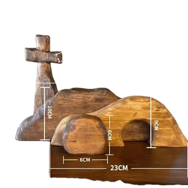 עץ דתי פסחא קבר ריק לידה ישוע תחיית המתים סצנת קישוט צלב נוצרי משרד ביתי קישוט שולחן קישוט