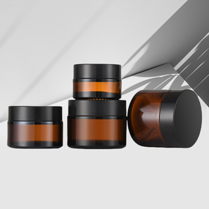 Siyah plastik PP kapaklı sıcak satış 5G-150G Amber cam kozmetik kavanoz