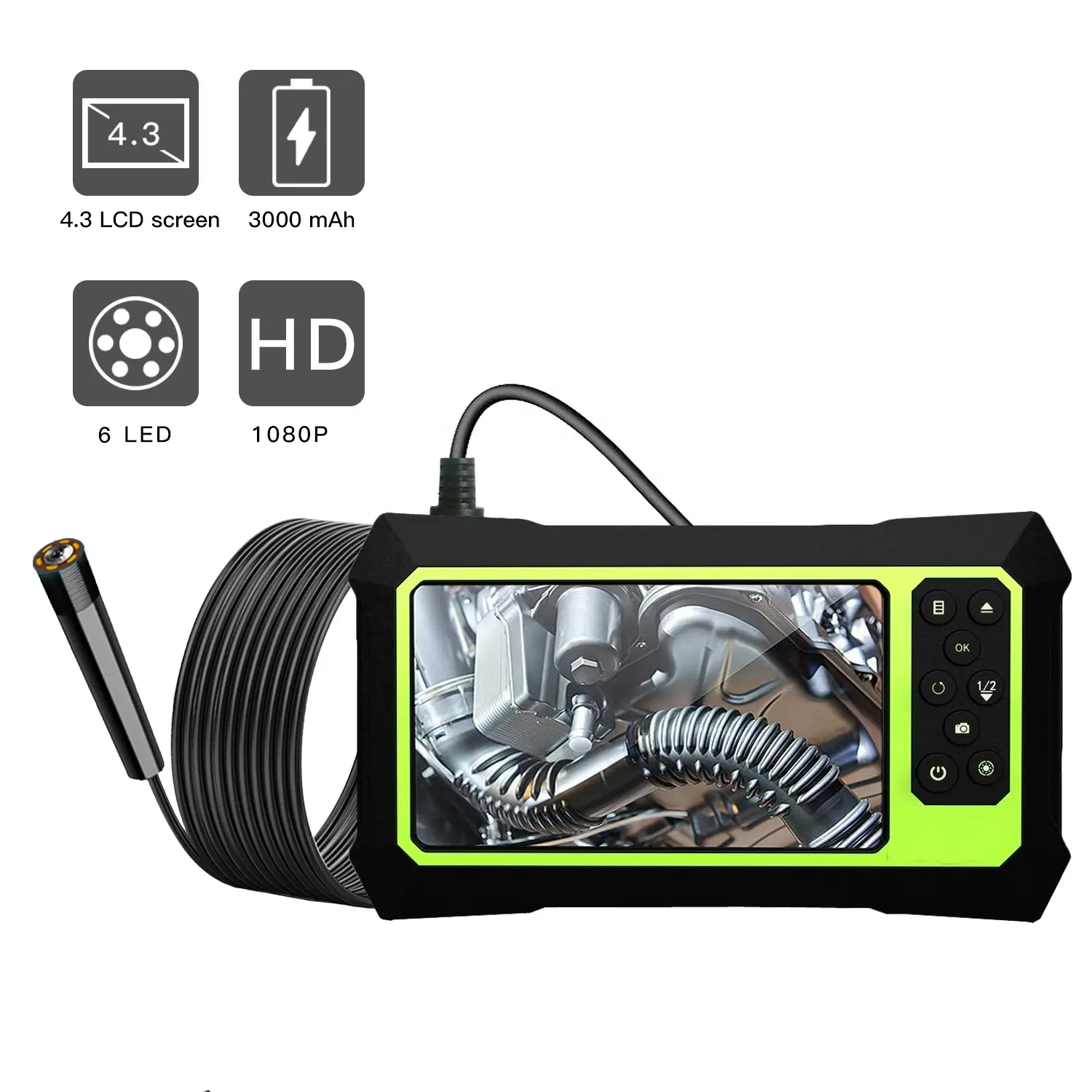 Cámara pantalla Lcd 4,3 pulgadas endoscopio cámara de mano 1080P herramientas de inspección para Mecánica Automotriz