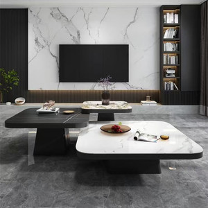 Unique Design Stainless Steel Base Marble Ceramic Top Side <strong>Table</strong> square End <strong>Table</strong> <strong>Set</strong> of <strong>3</strong> for Hotel Home - Product Image 1