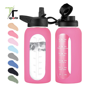Zaman ölçeği ve silikon koruyucu kapak spor su şişeleri ile TTSPORTS yüksek bor tutkal cam - Product Image 1