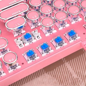 Teclado mecánico rosa para ordenador, teclado de juego de 104 teclas, resistente al agua, teclado de membrana, tablero de interruptor, El ZK-4 más barato - Product Image 6