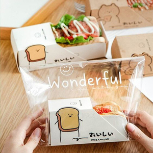 外卖食品包装定制三明治盒早餐包装盒华夫饼纸蛋滴三明治盒 - Product Image 1