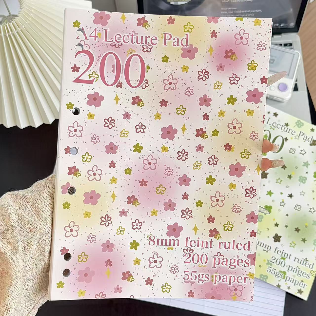 A4 spring day floral crisp notebook-pink flowers
