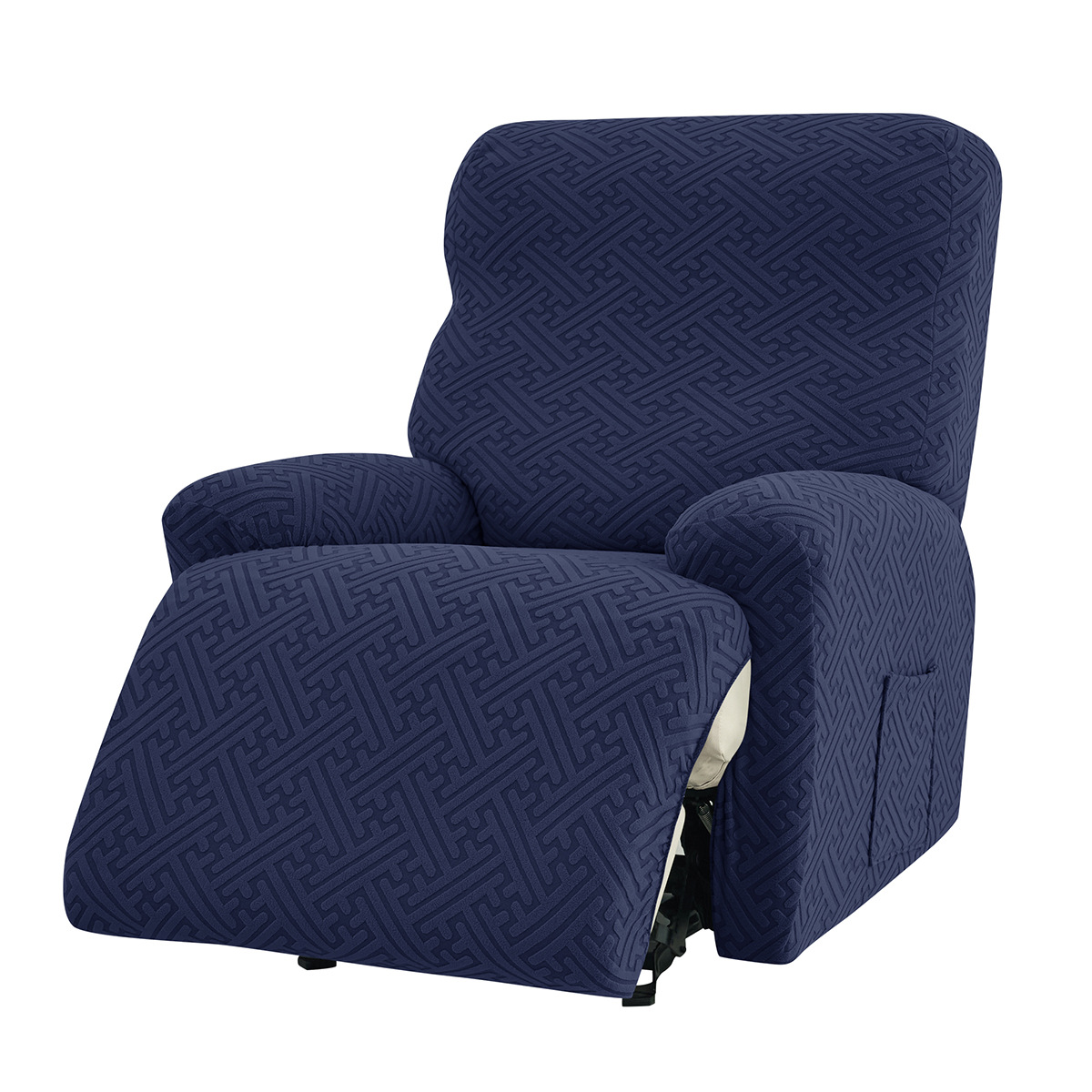 12 navy blue-non word jacquard chivas sofa set single-four piece