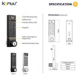 Cerradura de gabinete de cifrado digital Cerradura de combinación mecánica de 9 dígitos con llave mecánica para casilleros de muebles de oficina de Club de gimnasio - Product Image 4